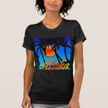 Hawaii Aloha palmträdsolnedgång T-shirt