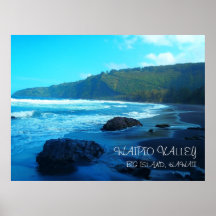 Hawaii för stor ö för Waipio dal scenisk affisch