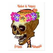 Hawaii stilHalloween skalle Vykort
