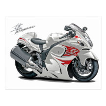 Hayabusa Vit-Röd cykel Vykort