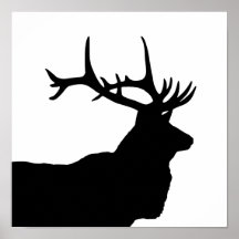 Head Silhouette för älg Affischer
