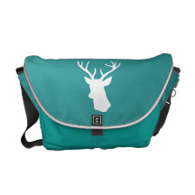 Head Silhouette för hjort - turkos Messenger Bag