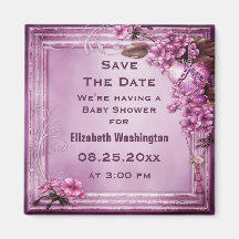 Heart & Flowers Baby Shower Save the Date Magnets