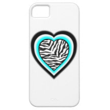 heart with zebra print iPhone 5 cover