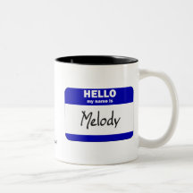 Hejen mitt namn är melodi (blått) muggar