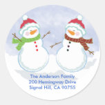 Helgdag för snögubbe för RUNDAADRESSETIKETTER gull Klistermärken