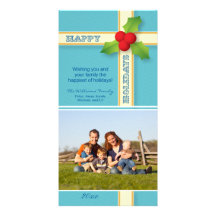 Helgdag Photocard (aqua) för julgåvafamilj Fotokort