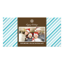 Helgdag Photocard (aqua) för Snowflakebandfamilj Anpassingsbara Fotokort