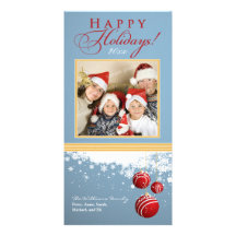 Helgdag Photocard (blått) för snöprydnadfamilj Fotokort