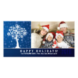 Helgdag Photocard (blått) för Snowflaketrädfamilj Anpassade Foto Kort