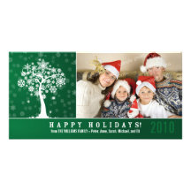 Helgdag Photocard (grönt) för Snowflaketrädfamilj Fotokort