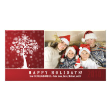 Helgdag (röda) Photocard för Snowflaketrädfamilj, Anpassingsbara Fotokort