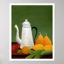 Henri Rousseau - stilleben med frukt & tekannan Print