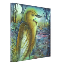 Heron på älskvärt konstverk för natt sträckta canvas tryck