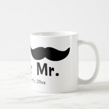 Herr och för Herr mustasch glad bröllopanpassade Kaffe Mugg