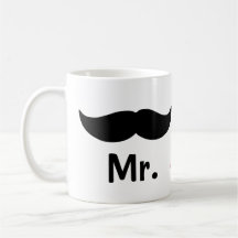 Herr och för Herr mustasch glatt bröllop Kaffe Muggar