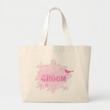 Hjärta & fågelmodern av brudgummen hänger lös tote bag