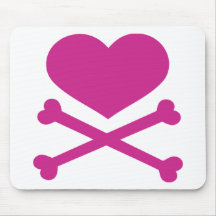 hjärta och crossbonesshock rosa mus mattor