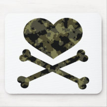 hjärta- och crossbonesskogcamo mus matta