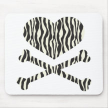 hjärta- och crossboneszebra ränder musmattor