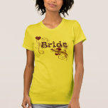 Hjärta & rött virvlar runt bruden tee shirt