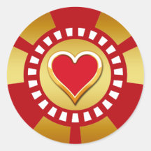 HJÄRTAPOKERCHIP KLISTERMÄRKEN