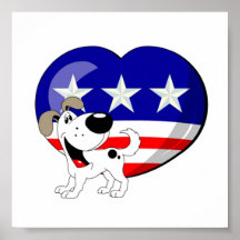 Hjärtformade USA flagga Print