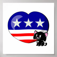 Hjärtformade USA flagga Print