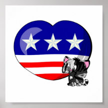 Hjärtformade USA flagga Print