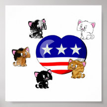 Hjärtformade USA flagga Posters