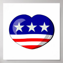Hjärtformade USA flagga Posters
