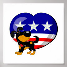 Hjärtformade USA flagga Posters