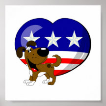 Hjärtformade USA flagga Print