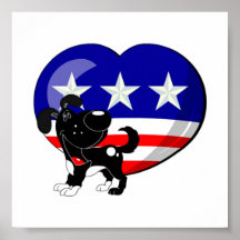Hjärtformade USA flagga Print