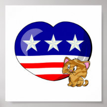 Hjärtformade USA flagga Affisch