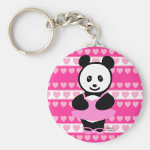 Hjärtor för Kawaii Pandabalettdansör Nyckelringar