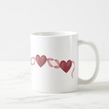 Hjärtor på ett band kaffe muggar