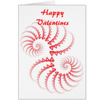 Hjärtor röra sig i spiral, lycklig valentines kort