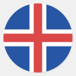 Högkvalitativ flagga för island runda klistermärken