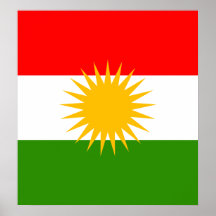Högkvalitativ flagga för Kurdistan Print
