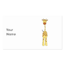 Högväxt gullig giraff. TecknadAnimal. Visitkort