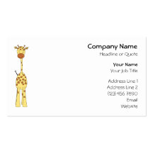 Högväxt gullig giraff. TecknadAnimal. Visitkort
