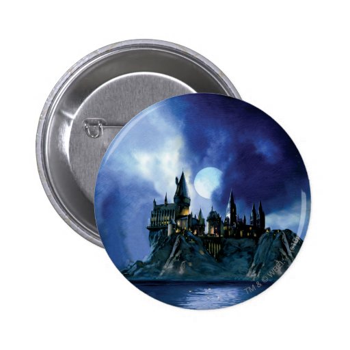 Hogwarts vid månsken knapp