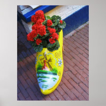 Holland träsko med det holländska röda blommaaffis