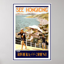 "Hongkong" vintage resoraffisch