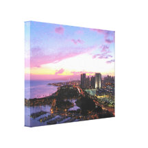 Honolulu cityscapeHawaii solnedgång Sträckta Canvas Tryck