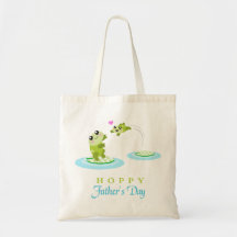 Hoppy lycklig fars dag för gullig groda tote bag