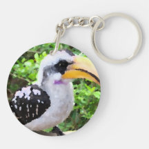 hornbill painting bird sideways key chain