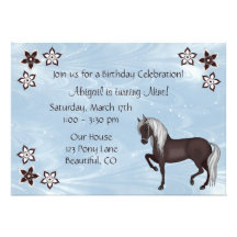 Horse and Flowers Birthday Invitation ~ Girls