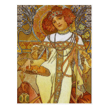"Höst" vid Alphonse [Alfons] Mucha Vykort